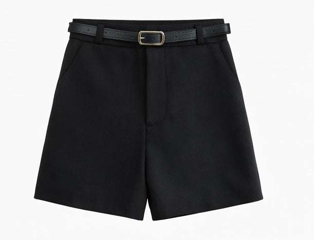 Signature Belted Shorts Black