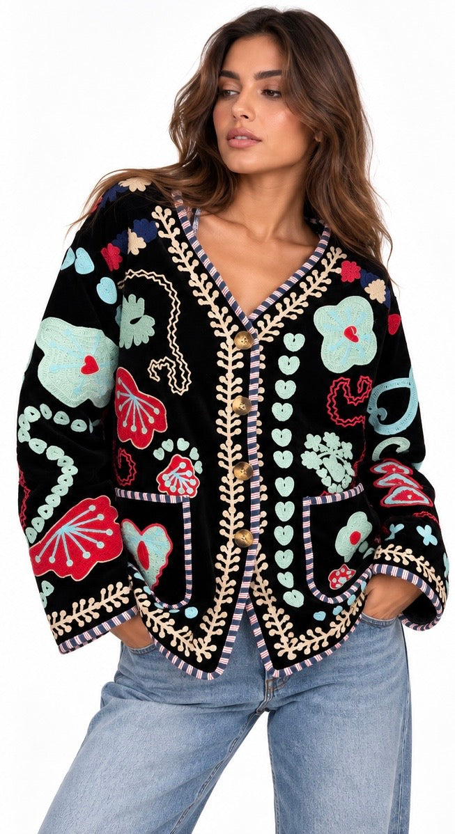 Embroidered Folk Velvet Jacket
