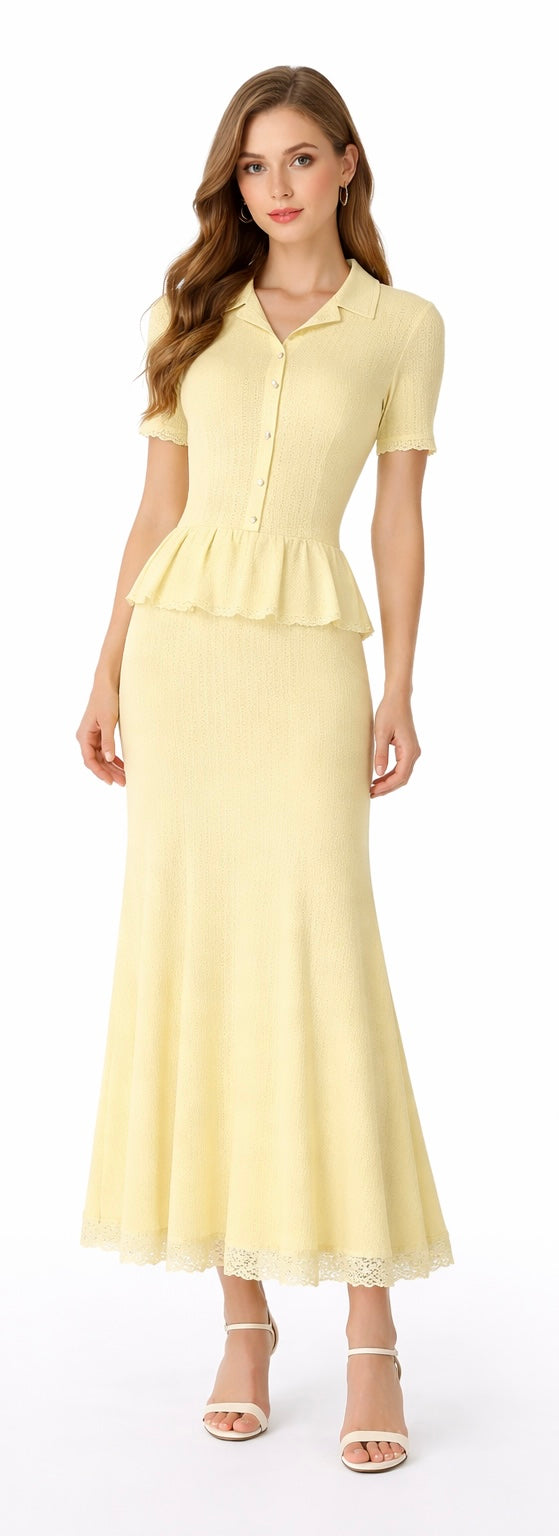 Knit Candy Midi Dress - Offwhite, Black , Light Blue , Yellow