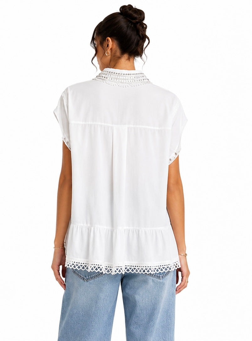 White Blouse With Crystals