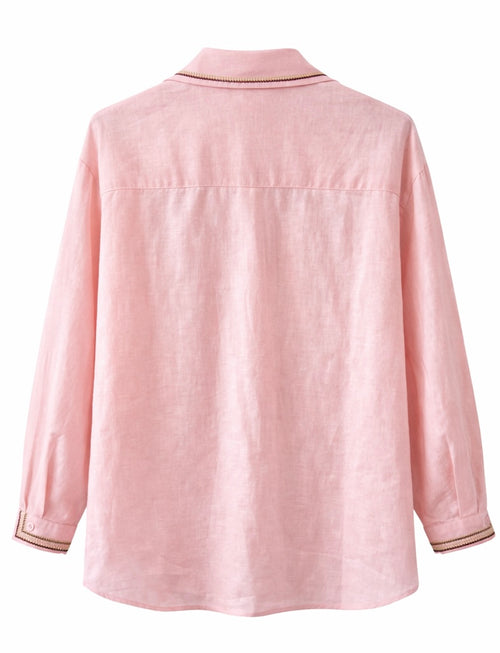 Blush Pink Shirt with Embellished Collar Detail