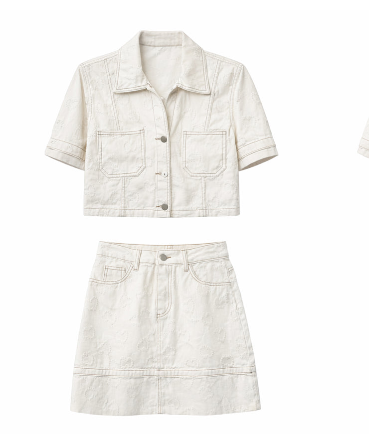 Chic Embroidered Denim Two-Piece Set