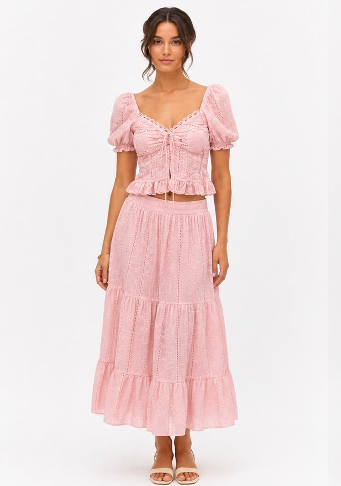 Rosalie Lace Skirt Set  ( Mint , White , Black , Powder Pink )