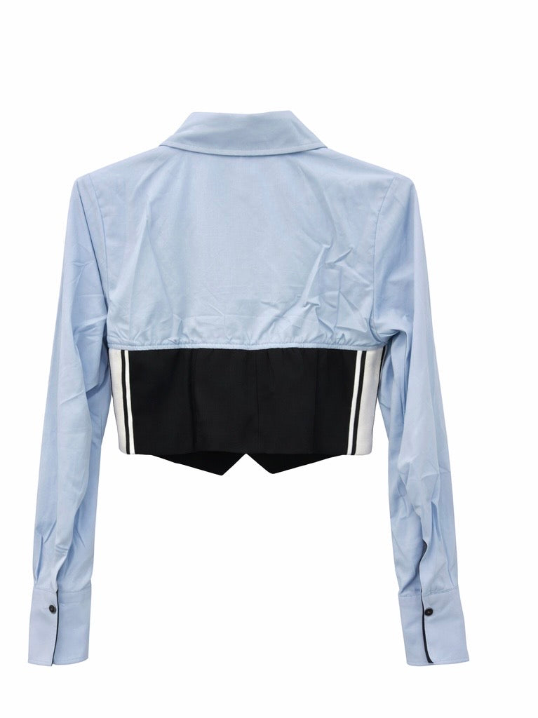 Two-Tone Cropped Corset Shirt