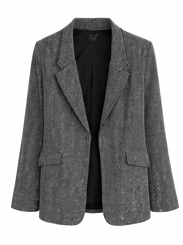 All-Over Rhinestone Blazer - Silver