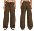 Vintage Plaid Wide-Leg Cargo Pants