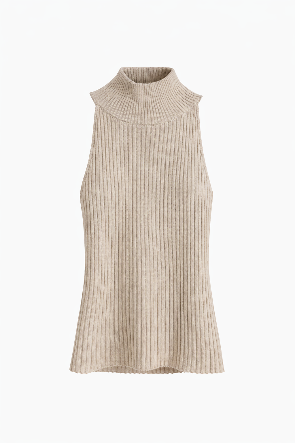 Sculpted Ribbed Mock Neck Tank – Beige , Blue , Camel , Greige