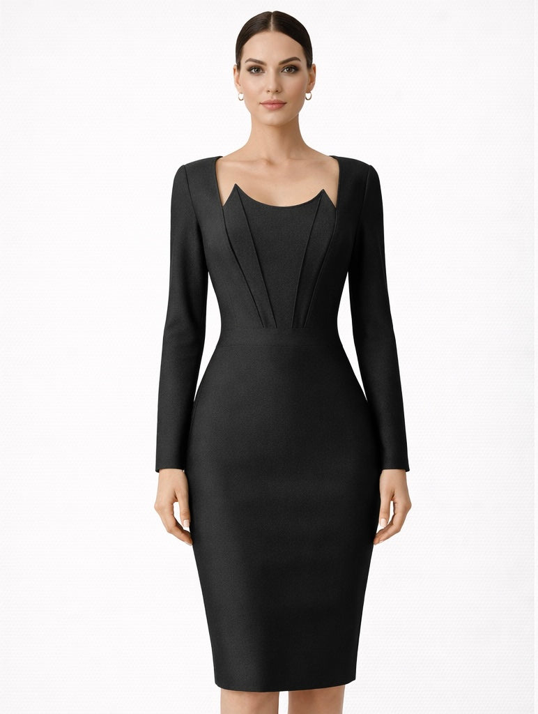 Sculpted Sweetheart Bandage Dress Black