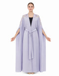Lavender Embellished Cape Abaya with Open Sleeves