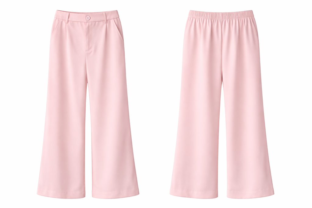 Tailored Vest & Wide-Leg Pants Set  - Blush Pink , White