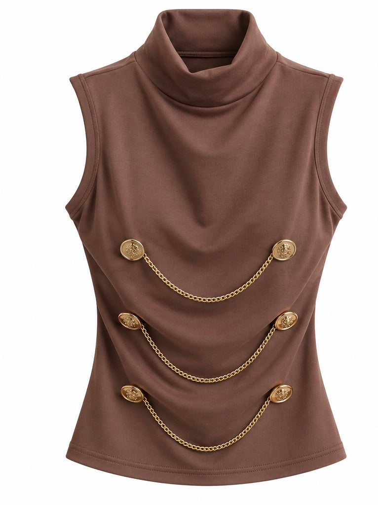 Chain Detail High-Neck Top