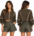 Leopard Cropped Bomber Jacket