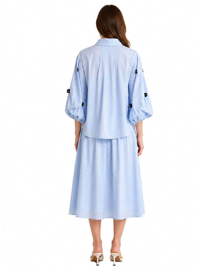 Classic Cotton Poplin Midi Skirt