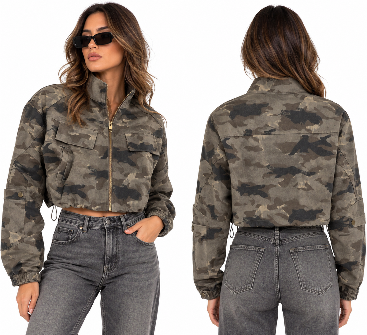 Camo Cropped Utility Jacket