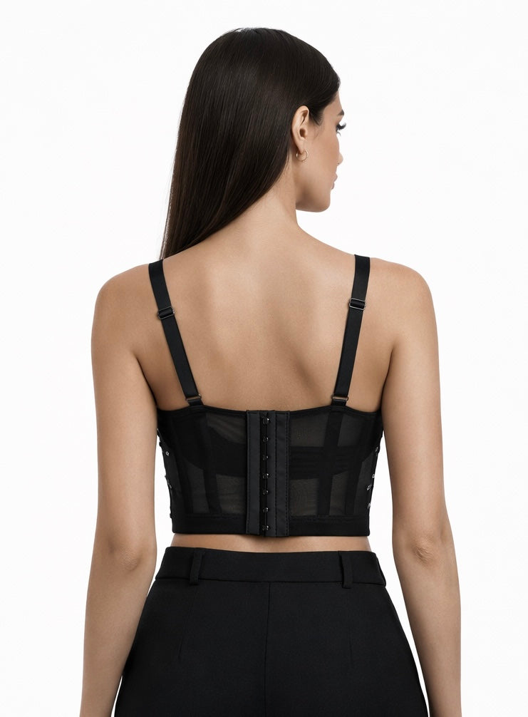 Black Structured Corset with Stud Embellishments