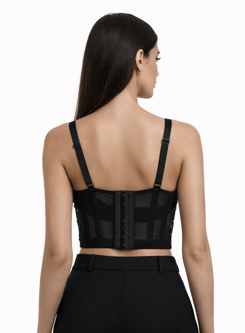 Black Structured Corset with Stud Embellishments