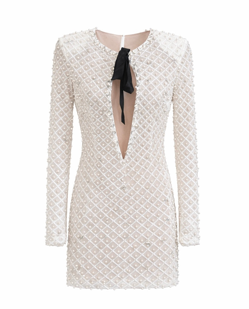Pearls Evening Dress - White