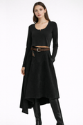 Black Suede-Look Asymmetric Skirt