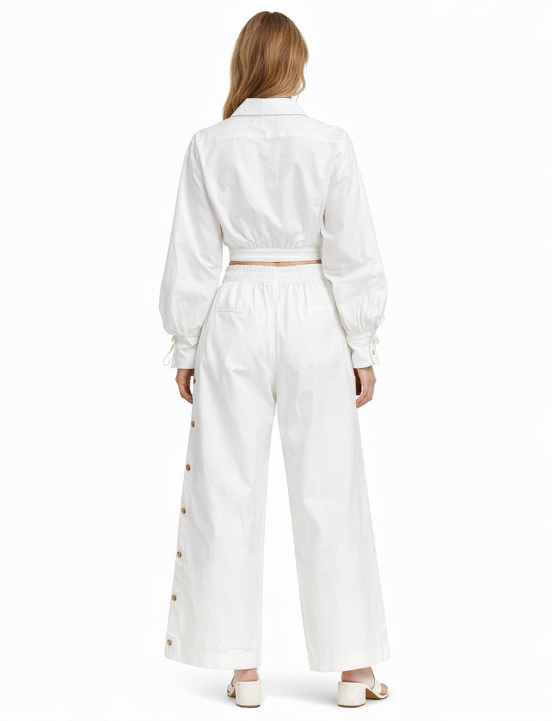Set White Puff Sleeve With Pants