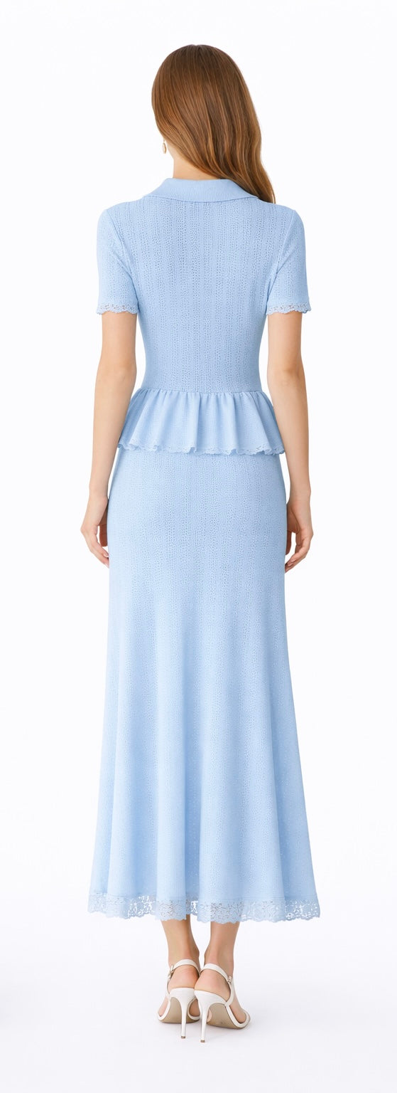 Knit Candy Midi Dress - Offwhite, Black , Light Blue , Yellow
