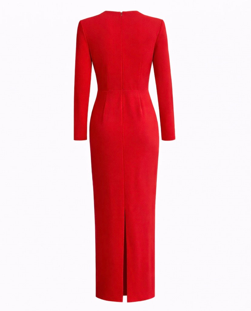 Red Signature Heart Hardware Midi Dress