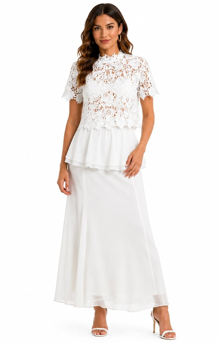 Floral Lace Maxi Set ( White , Black)