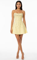 Crystal Pearl Mini Dress ( Butter Yellow , White )