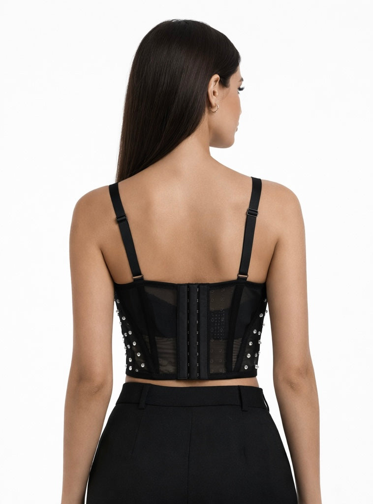 Midnight Crystal Bustier Corset Black