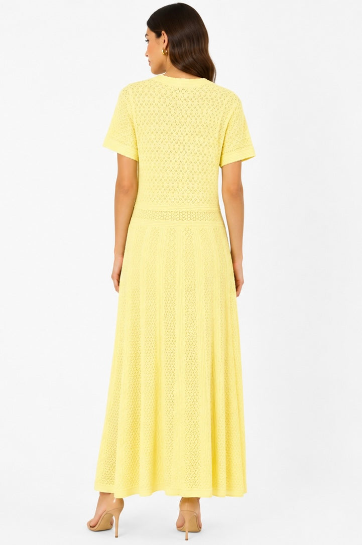 Pastel Yellow Textured Knit Dress