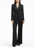 Black Tailored Blazer & Wide-Leg Trouser Set