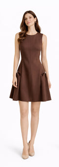 Elegant Sleeveless Cloche Dress in Chocolate Brown