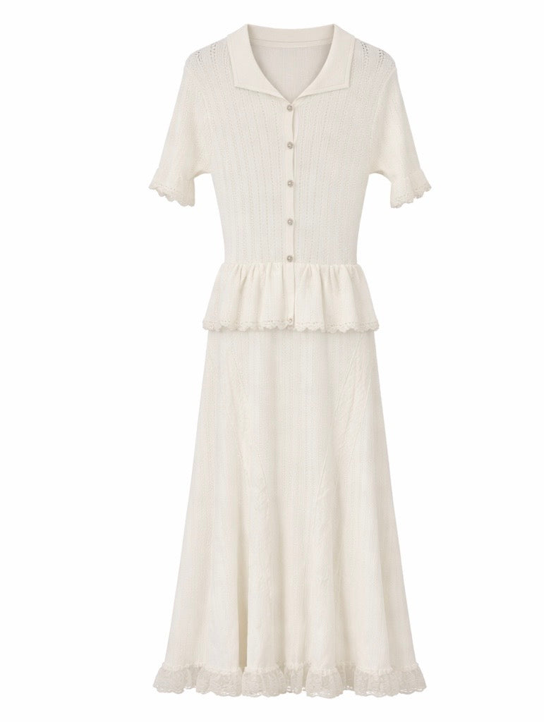Knit Candy Midi Dress - Offwhite, Black , Light Blue , Yellow