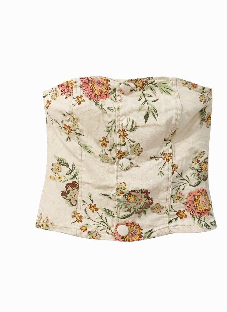Floral Denim Corset & Skirt