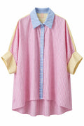 Colorblock Stripe Oversized Shirt