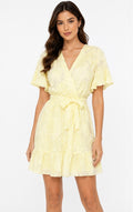Floral Texture Mini Dress ( Yellow , Pink , White , Light blue )
