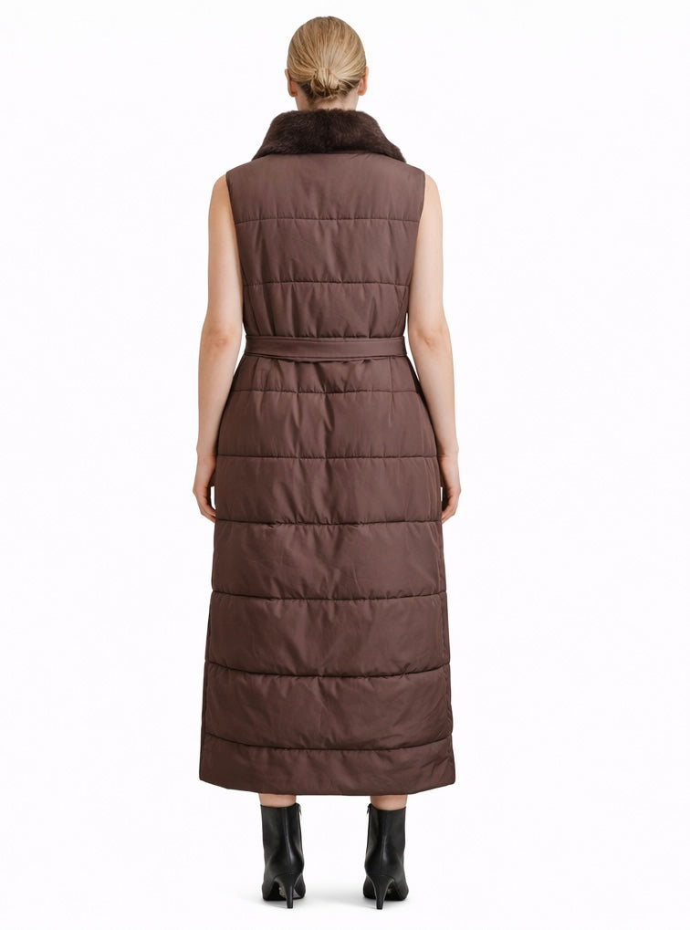 Sleeveless Quilted Maxi Vest