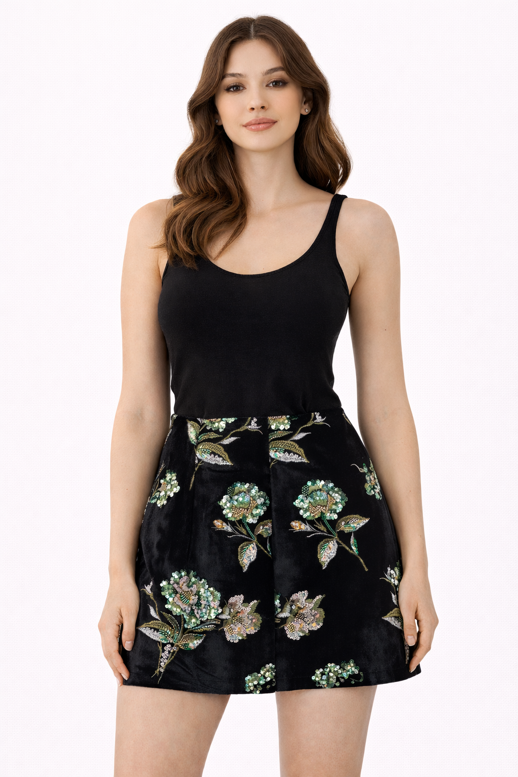 Floral Sequin Velvet Mini