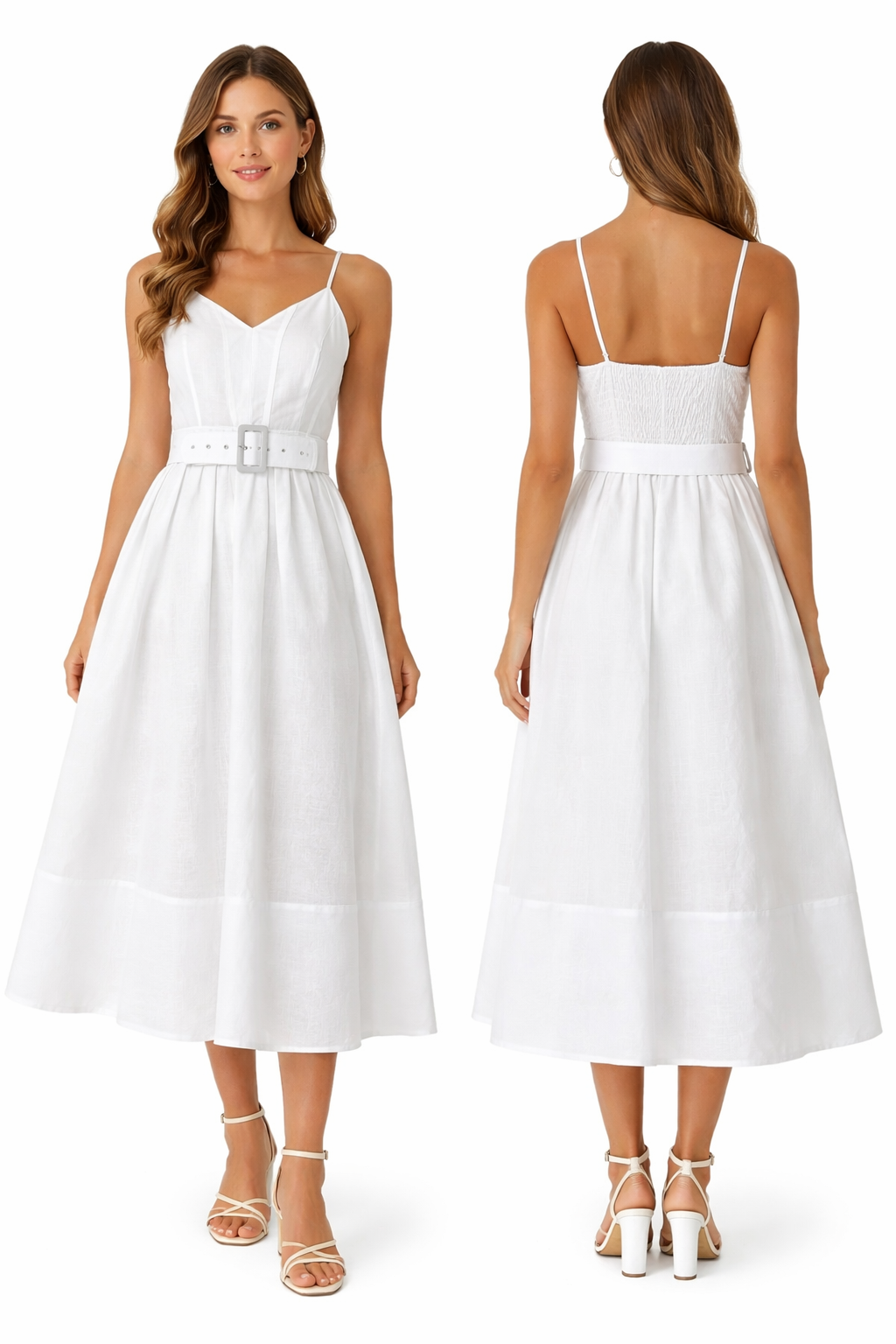 White Silk Linen Corset Dress