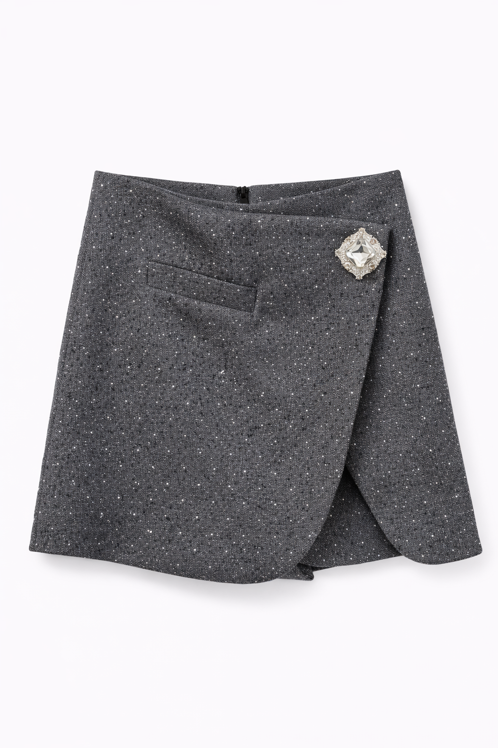The Brooch Wrap Tweed Skort Grey
