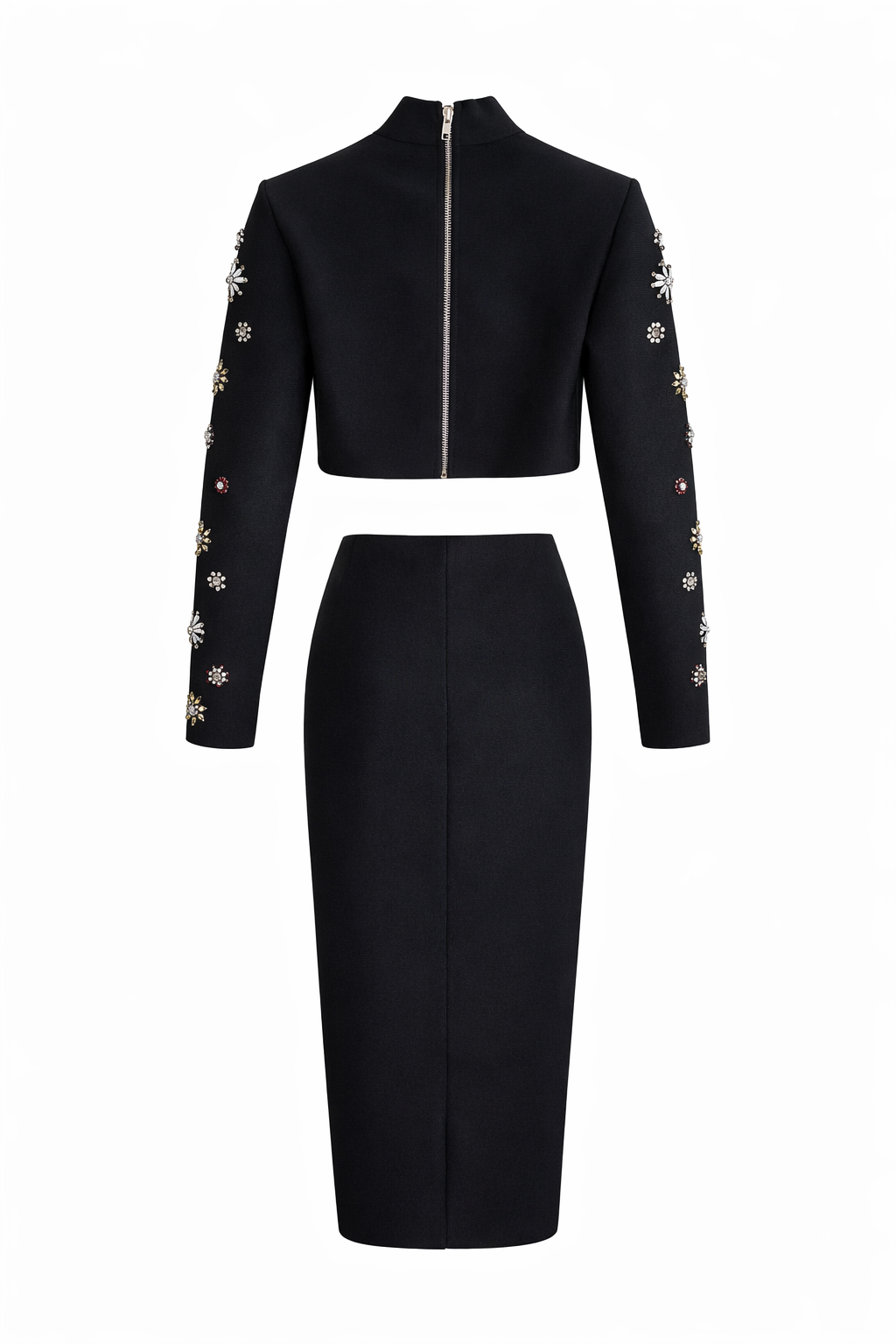 Embellished Crop Top & Midi Skirt Set