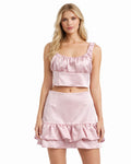 Blush Satin Top & Skirt Set