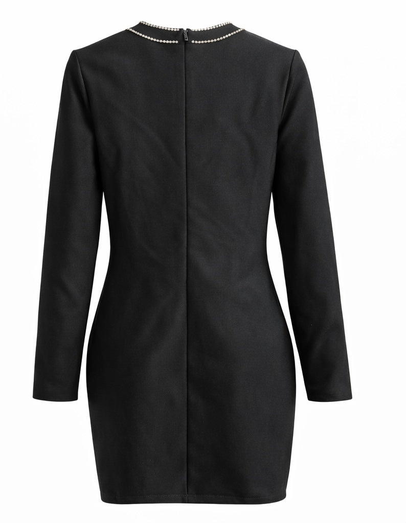 Midnight Crystal Contour Bandage Dress Black