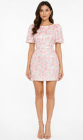 Floral Sequins Dress With Bow