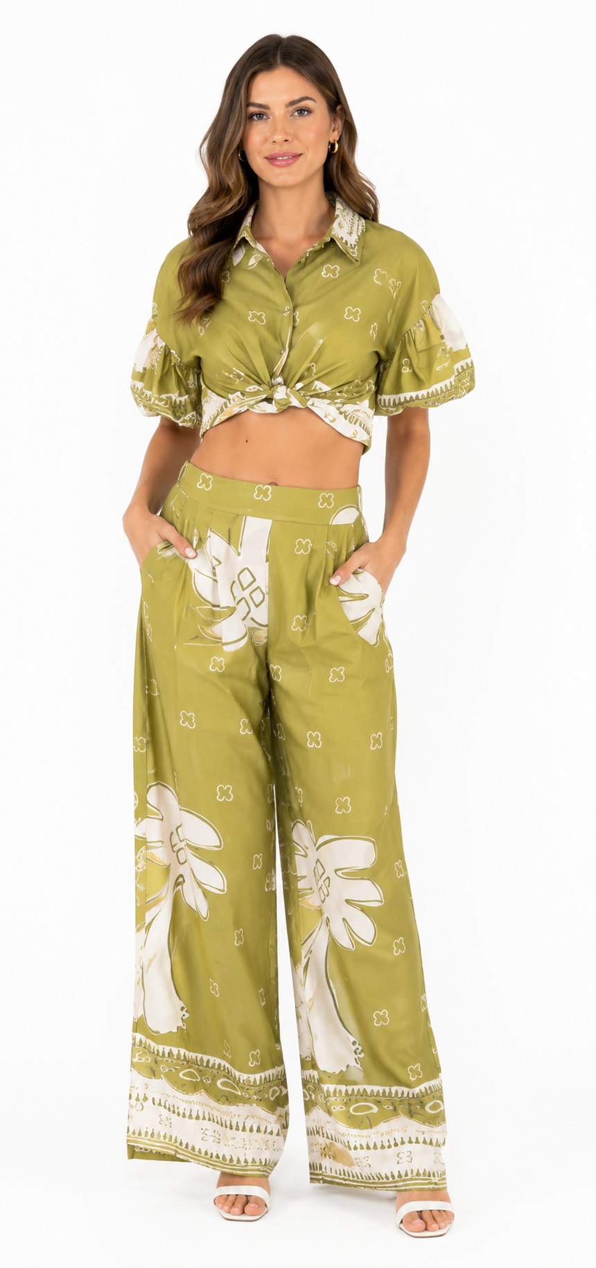 Bohemian Breeze Two-Piece Set ( pistachio , Beige , Brown )
