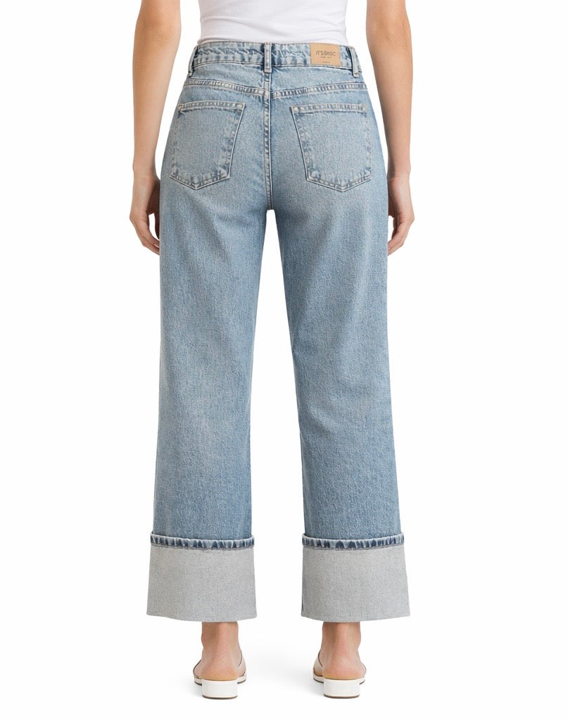 Seashell & Starfish Embroidered Cuff Jeans