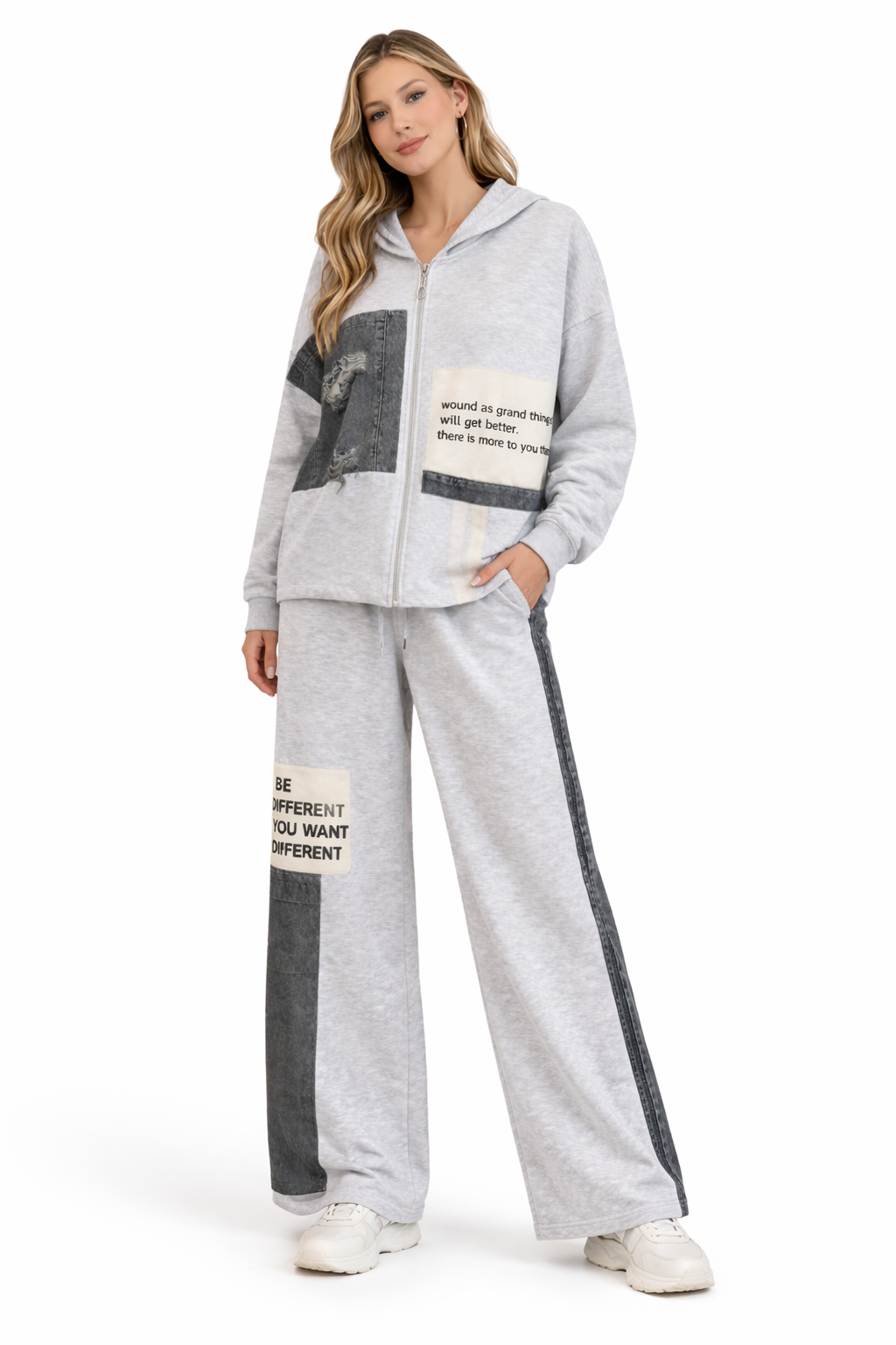 Patchwork Statement Hoodie & Pant Set