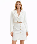 Chic White Two-Piece Blazer Skirt Set