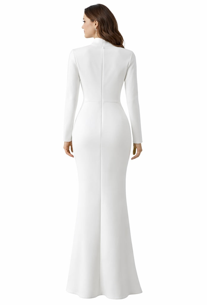 Luxe White Floral Detail Bandage Dress