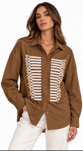 Military Detail Shirt ( Brown , Green )