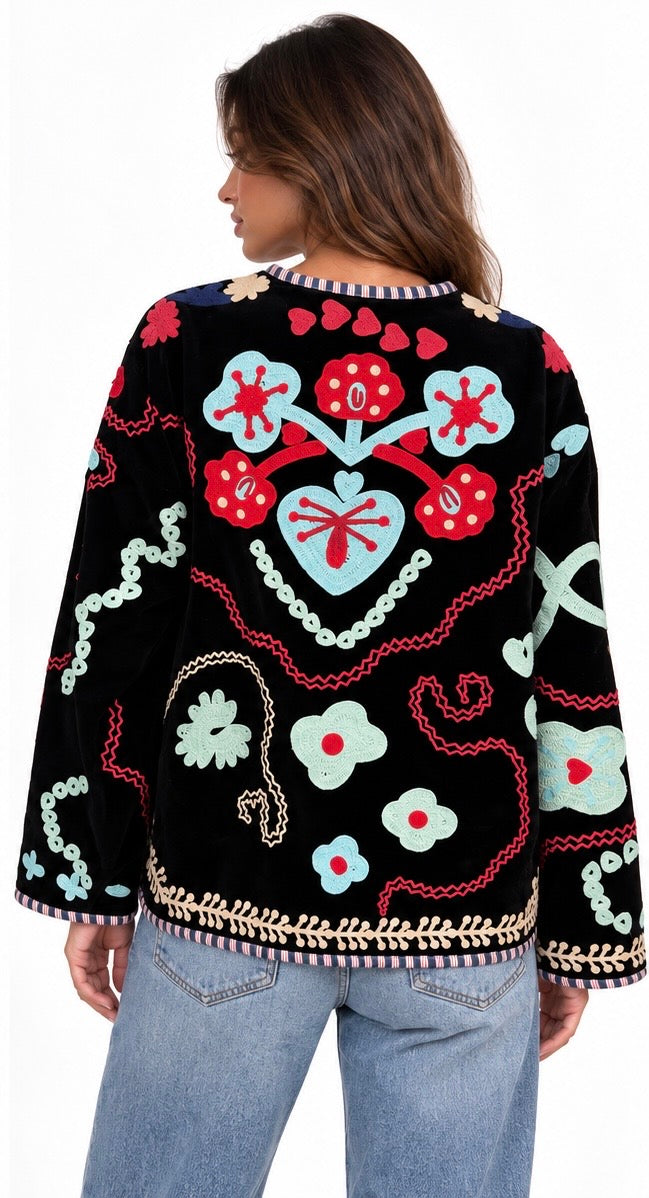 Embroidered Folk Velvet Jacket